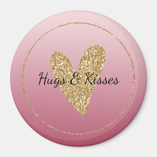 Roze ombre Gold Glitter Heart Magneet (Voorkant)