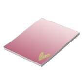Roze ombre Gold Glitter Heart Notitieblok (Linkerzijde)