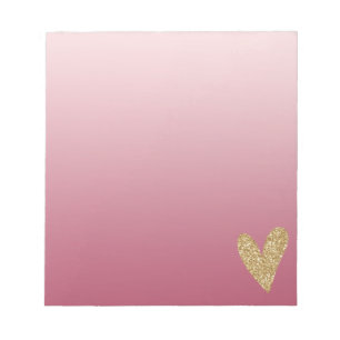 Roze ombre Gold Glitter Heart Notitieblok