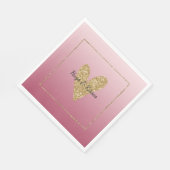 Roze ombre Gold Glitter Heart Servet (Hoek)