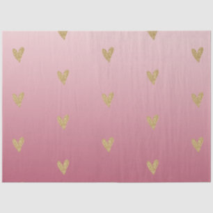 Roze ombre Gold Glitter Heart Tissuepapier
