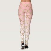 Roze Ombre Gold Glitter Mermaid Scales Leggings (Achterkant)