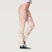 Roze Ombre Gold Glitter Mermaid Scales Leggings (Rechts)