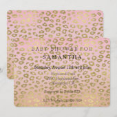Roze Ombre Gold Leopard Print baby shower Kaart (Voorkant / Achterkant)