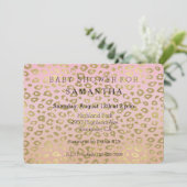 Roze Ombre Gold Leopard Print baby shower Kaart (Staand voorkant)
