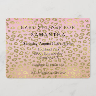 Roze Ombre Gold Leopard Print baby shower Kaart