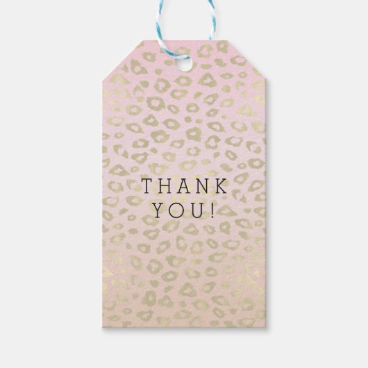 Roze ombre Gold leopard Print Cadeaulabel (Voorkant)