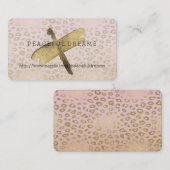 Roze ombre Gold Leopard Print Dragonfly Visitekaartje (Voorkant / Achterkant)