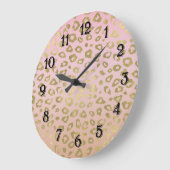 Roze ombre Gold leopard Print Grote Klok (Hoek)