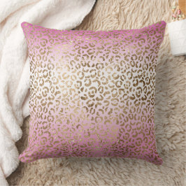 Roze ombre Gold leopard Print Kussen