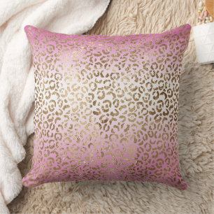 Roze ombre Gold leopard Print Kussen