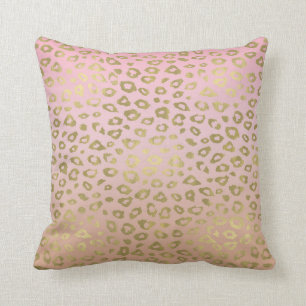 Roze ombre Gold leopard Print Kussen