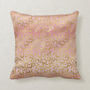 Roze ombre Gold leopard Print Kussen