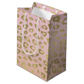 Roze ombre Gold leopard Print Medium Cadeauzakje (Achterkant Gekanteld)