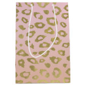Roze ombre Gold leopard Print Medium Cadeauzakje (Voorkant)