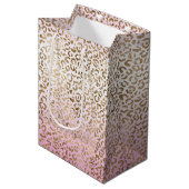 Roze ombre Gold leopard Print Medium Cadeauzakje (Voorkant Gekanteld)