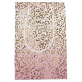 Roze ombre Gold leopard Print Medium Cadeauzakje (Voorkant)