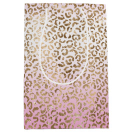 Roze ombre Gold leopard Print Medium Cadeauzakje