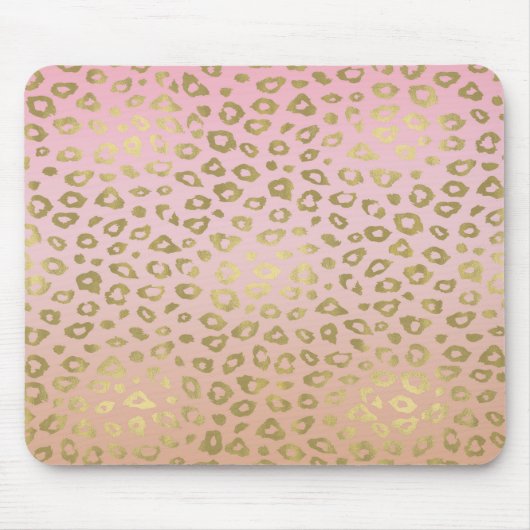 Roze ombre Gold leopard Print Muismat (Voorkant)