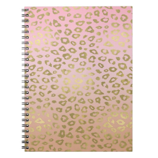 Roze ombre Gold leopard Print Notitieboek (Voorkant)
