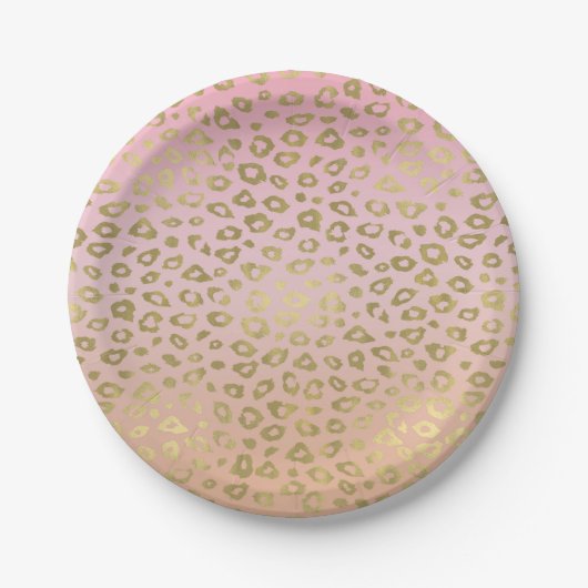 Roze ombre Gold leopard Print Papieren Bordje (Voorkant)