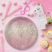 Roze ombre Gold leopard Print Papieren Bordje (Feest)