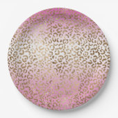 Roze ombre Gold leopard Print Papieren Bordje (Voorkant)