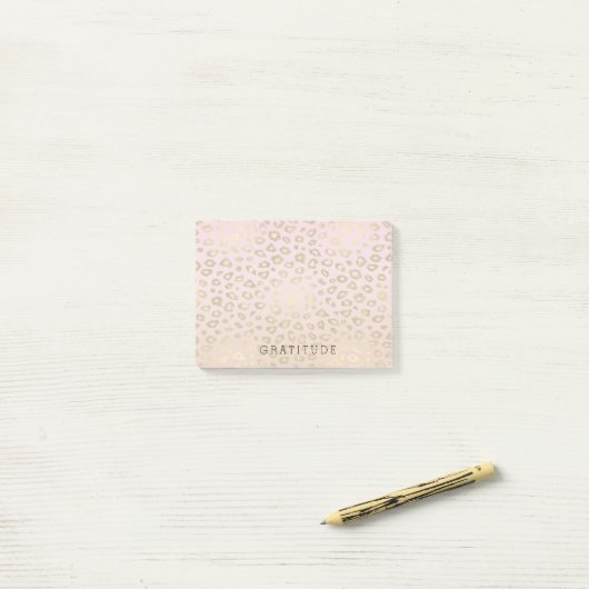 Roze ombre Gold leopard Print Post-it® Notes (Op bureau)