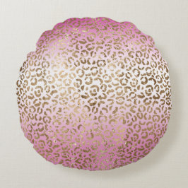 Roze ombre Gold leopard Print Rond Kussen