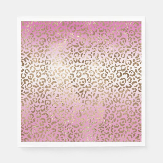 Roze ombre Gold leopard Print Servet (Voorkant)