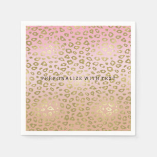 Roze ombre Gold leopard Print Servetten