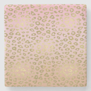 Roze ombre Gold leopard Print Stenen Onderzetter