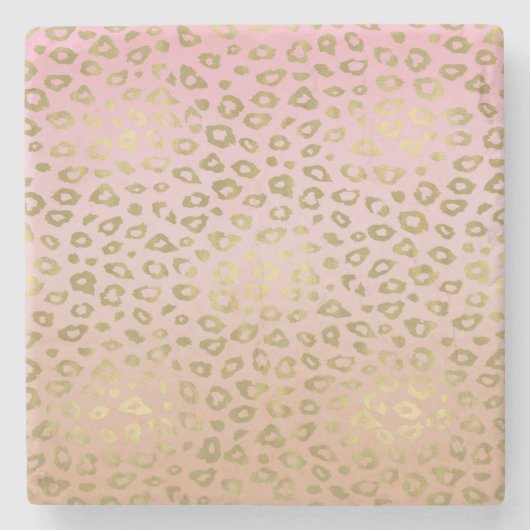 Roze ombre Gold leopard Print Stenen Onderzetter (Voorkant)