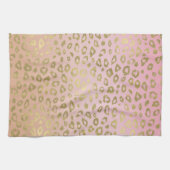 Roze ombre Gold leopard Print Theedoek (Horizontaal)