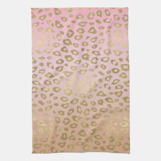 Roze ombre Gold leopard Print Theedoek (Verticaal)
