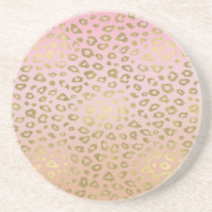Roze ombre Gold leopard Print Zandsteen Onderzetter