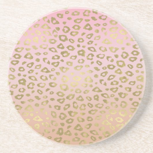 Roze ombre Gold leopard Print Zandsteen Onderzetter (Voorkant)