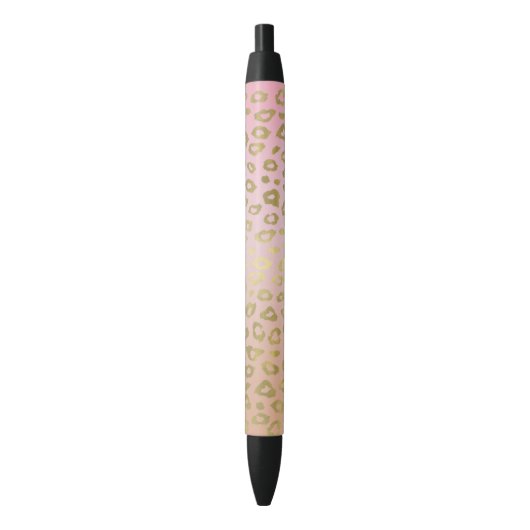 Roze ombre Gold leopard Print Zwarte Inkt Pen (Voorkant Verticaal)