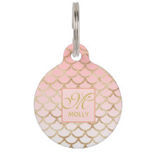 Roze ombre & Gold Mermaid Pattern - Monogrammen