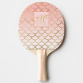 Roze ombre & Gold Mermaid Pattern - Monogrammen Tafeltennisbatje (Voorkant)