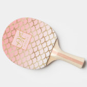 Roze ombre & Gold Mermaid Pattern - Monogrammen Tafeltennisbatje (Zijkant)
