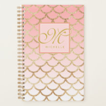 Roze Ombre Gold Mermaid & Script Monogram