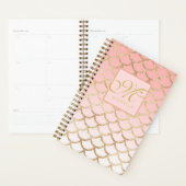 Roze Ombre Gold Mermaid & Script Monogram Planner (Display)