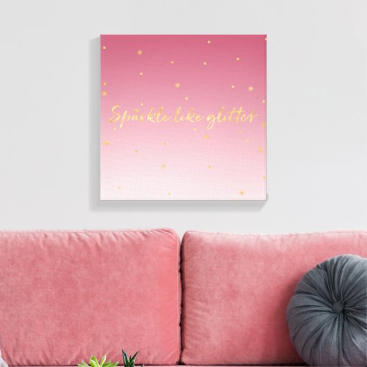 Roze Ombre Gold Sparkle Canvas Afdruk (Insitu (Woonkamer))