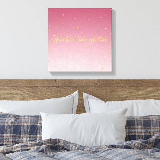 Roze Ombre Gold Sparkle Canvas Afdruk (Insitu (Slaapkamer))