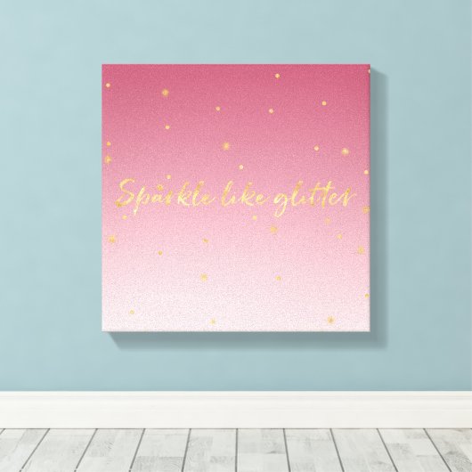 Roze Ombre Gold Sparkle Canvas Afdruk (Insitu (Houten vloer))