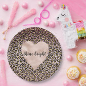 Roze ombre Gold zwarte luipaard — Harde schijf  Papieren Bordje (Feest)