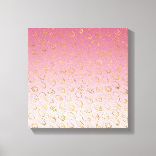 Roze Ombre Goud Chic Cirkels Canvas Afdruk (Voorkant)