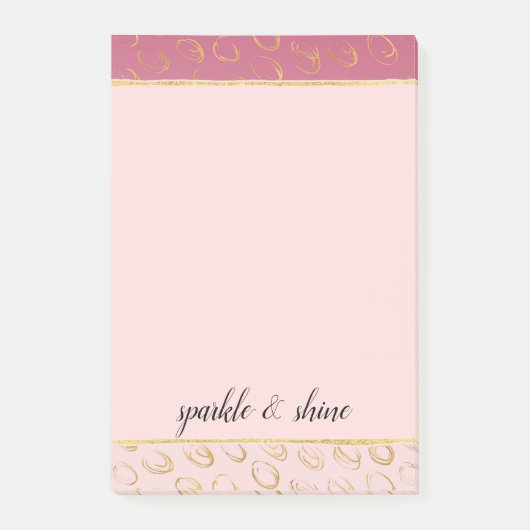 Roze Ombre Goud Chic Cirkels Post-it® Notes (Voorkant)