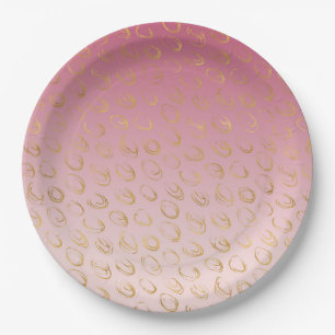 Roze Ombre Goud Chique Cirkels Papieren Bordje